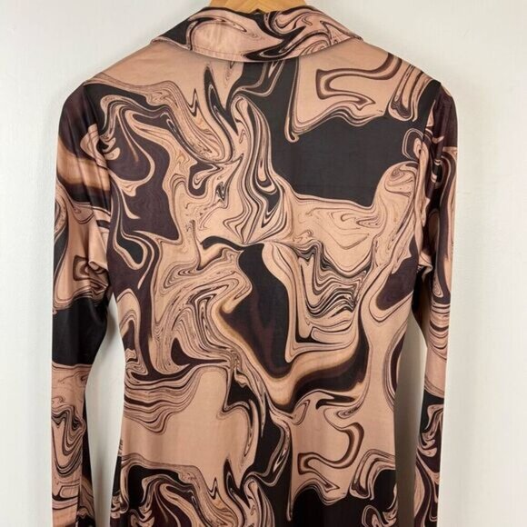 Song of Style Rommie Mesh Dress Brown Marble Women’s Small Long Sleeve Stretch - Picture 13 of 15